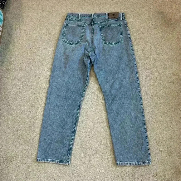 Wrangler Mens Straight Jeans Relaxed Fit Mid Rise Light Wash Blue Size 34x32 - Picture 4 of 7